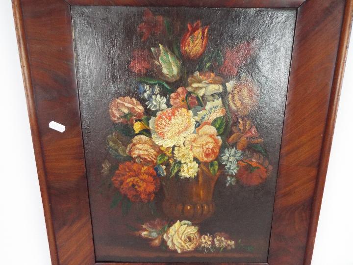 A framed oil painting still life of flowers in a vase, approximately 48 cm x 35 cm image size. - Image 2 of 3