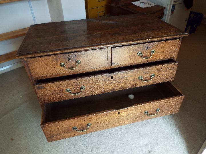 A Victorian oak two over three chest of drawers, brass drop handles, - Image 2 of 2