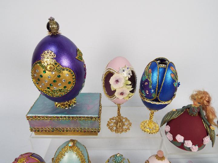 A quantity of decorative egg ornaments, some with stands. - Image 2 of 4