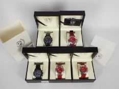 Five boxed fashion watches by Primetimes comprising three Mariner,