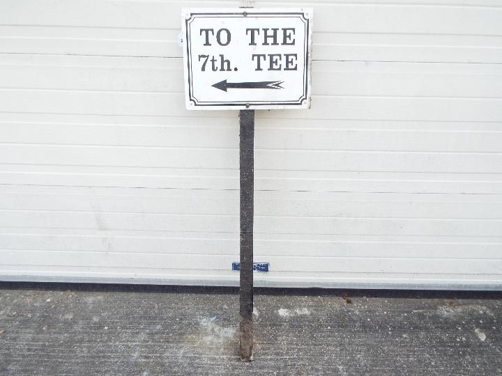 A 'To the 7th. Tee' golf-course sign. Approximately 126 cm in height and 41 cm in width. - Image 2 of 3