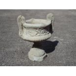 Garden Stoneware - A large reconstituted stone twin handled urn.