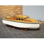 A large, scratch built, model cabin cruiser with electric motor, approximately 120 cm (l),