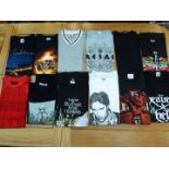 A job lot of 12 various pictorial coloured tee shirts, sizes M and L,