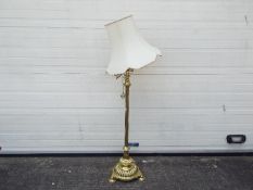 A good quality brass telescopic standard lamp, converted from an oil lamp,