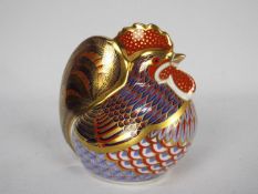 Royal Crown Derby - A Farmyard Cockerel paperweight with gold stopper, 9.