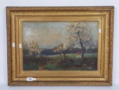 A framed oil on board landscape scene, signed lower left F Ward and dated (19)07,