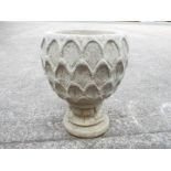 Garden Stoneware - A large reconstituted stone dahlia petal urn on hexagonal base.