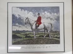 Local Interest - After Michael Grey - Jones, Lord Daresbury MFH On Pink Sands, coloured engraving,