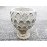 Garden Stoneware - A large reconstituted stone dahlia petal urn on hexagonal base.