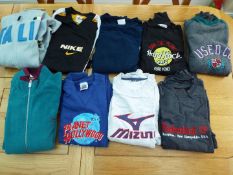 A job lot of 9 sweat shirts and fleeces, adult sizes,