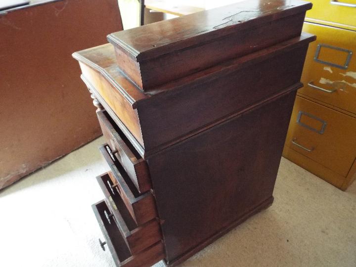 A Victorian davenport with cupboard to the side enclosing four drawers, brass castors, - Image 4 of 7