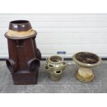 Lot to include chimney pot, 86 cm (h), bird bath and strawberry planter.