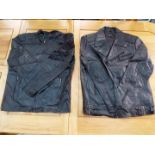 Two faux leather zip front black jackets