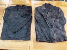 Two faux leather zip front black jackets