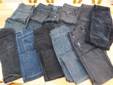 Jeans - a job lot of 11 pairs of Jeans, various brands, predominantly size 32w and 34w,