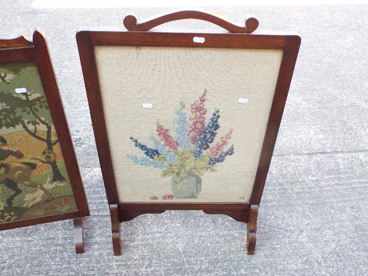 Two wood framed, needlework fire screens - Image 3 of 3