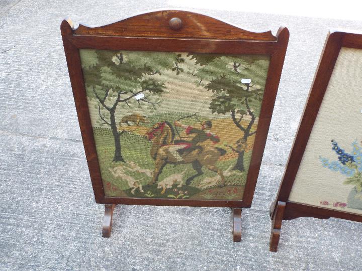 Two wood framed, needlework fire screens - Image 2 of 3