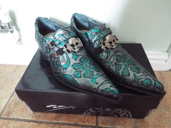New Rock - a pair of green, black and grey fashion shoes, size 41 (EU), 7 (UK),