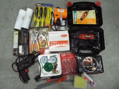 Mixed tools to include a Black & Decker RT650 rotary tool, electric drill, hand tools,