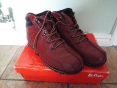 Lee Cooper - a pair of vintage red, collar raw boots, size 42 (EU), 8 (UK),