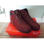 Lee Cooper - a pair of vintage red, collar raw boots, size 42 (EU), 8 (UK),