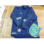 Football - a Real Madrid pre-match waterproof jacket, size UK 40/42,