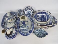 A collection of blue and white ceramics to include Masons, Delft and similar.