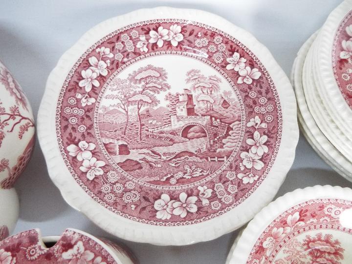 A collection of pink transfer printed dinner and tea wares, predominantly Spode Pink Tower pattern. - Image 4 of 5