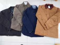A job lot of 4 zip-front jackets, size S, 2 off Cotton Traders, size M, and Blue Harbour M&S,