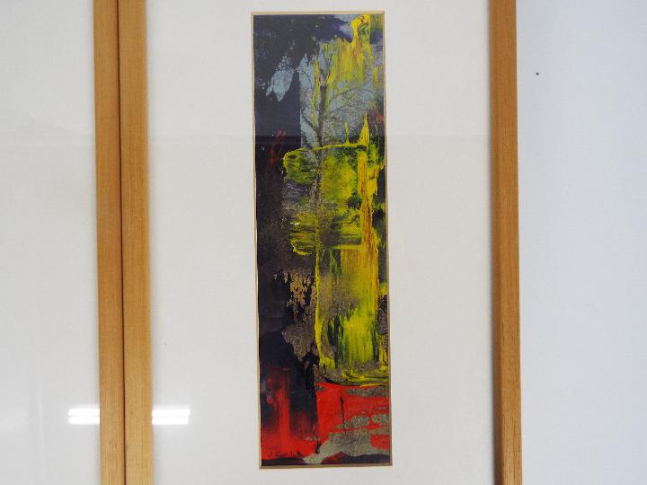 Sandy Hillyer - A pair of abstract acrylics, mounted and framed under glass, - Image 3 of 5