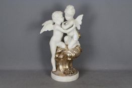 A decorative depiction of two putti,