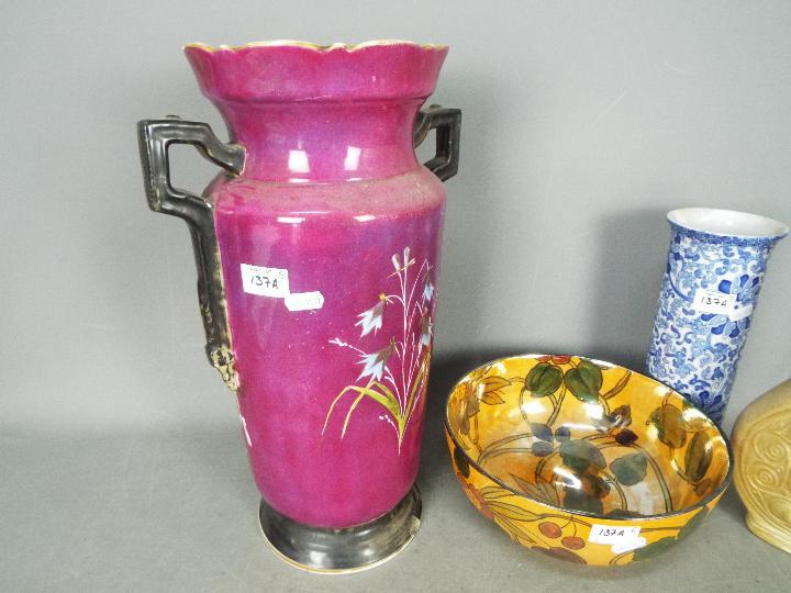 Lot to include a Woods Chung pattern cylindrical vase, a Laugharne Pottery vase, - Image 2 of 4