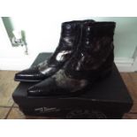 New Rock - a pair of black and silver-grey fashion boots, size 41 (EU), 7 (UK),