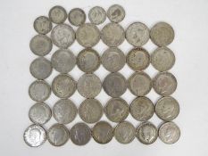 Silver Coin Group - A collection of UK silver content coins, 1920 - 1946, comprising half crowns,