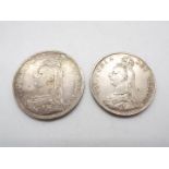 Silver Coins - Queen Victoria crown 1887 and 1889 double florin.