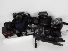 Photography - Cameras and accessories to include a Pentax ME, Olympus Evolt E-330, Sony Handycam,
