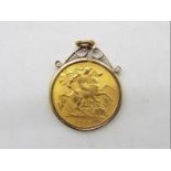 Sovereign - George V half sovereign, 1918, in 9ct gold pendant mount, approximately 5 grams.