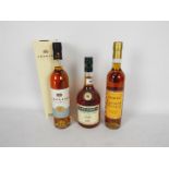Lot to include a 70cl bottle of Three Barrels VSOP,