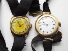 Two 9ct gold cased wrist watches, approximately 25 grams all in.