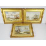 Three early 20th century watercolour landscape scenes, signed and dated by the artist J Carter 1917,