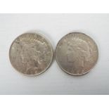 Two US Peace Dollars, 1922 and 1925,