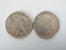 Two US Peace Dollars, 1922 and 1925,