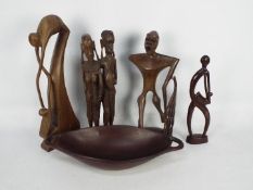 African tribal carvings and similar, largest approximately 48 cm (h).