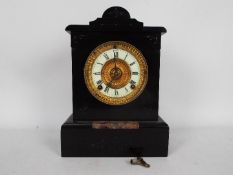 Ansonia Clock Company mantel clock, with key and pendulum,
