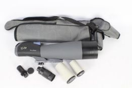 A water proof spotting scope by Acuter, ST22-67X100A, D: 100mm, F:540mm.