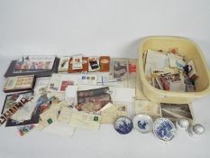 Philately - Lot to include loose stamps, packet of penny reds, cigarette cards, mint stamps,