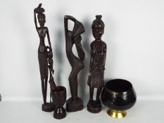 African tribal carvings and similar, largest approximately 71 cm (h).