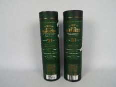 Two 70cl bottles of Glen Marnoch 18 y/o Speyside Single Malt, 40% ABV, contained in card tubes.