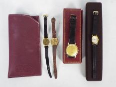 A gentleman's Enicar Ultrasonic wrist watch and three lady's wrist watches to include Tissot,